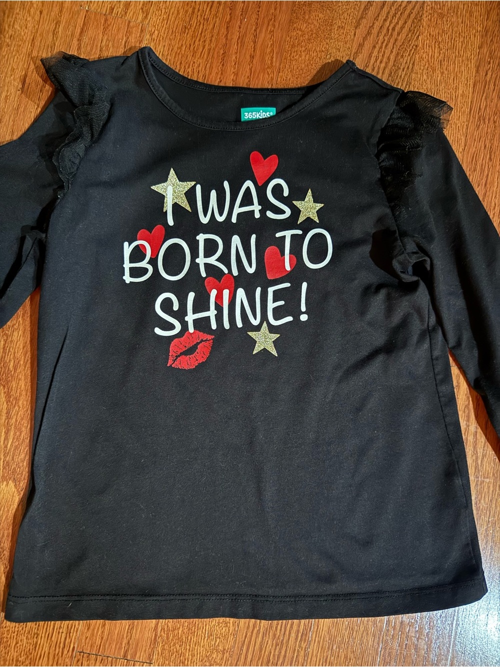 365 Kids Black 'Was Born to Shine' Long Sleeve Graphic Top - Picture 2 of 5